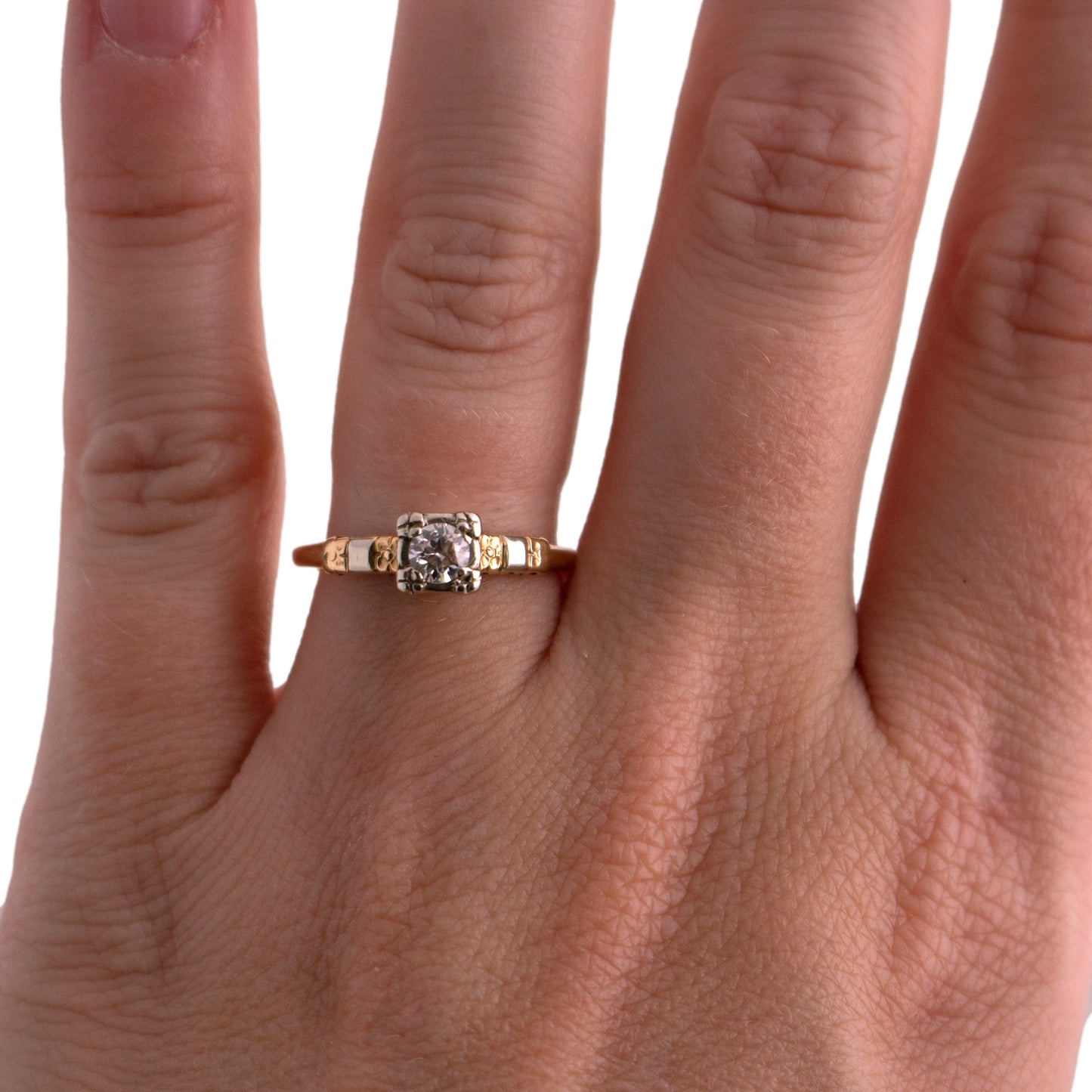 14K Two Tone Illusion Head Engagement Ring