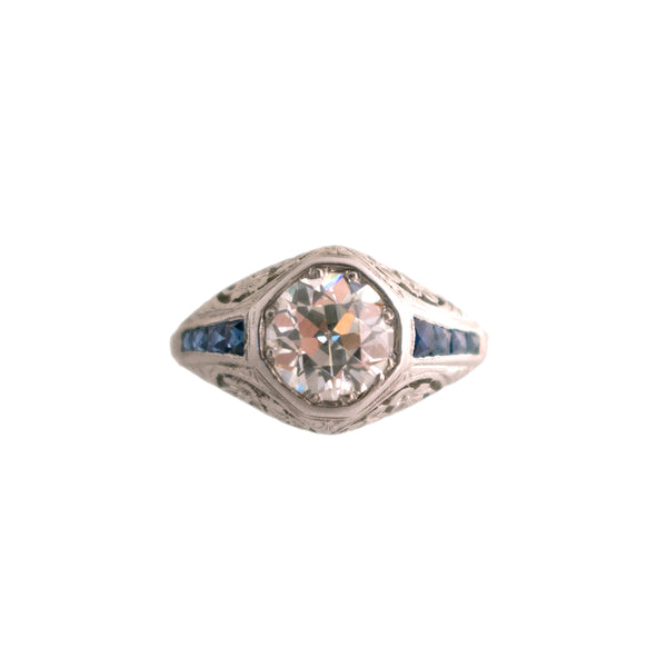 Platinum Diamond Floral Filigree Engagement Ring