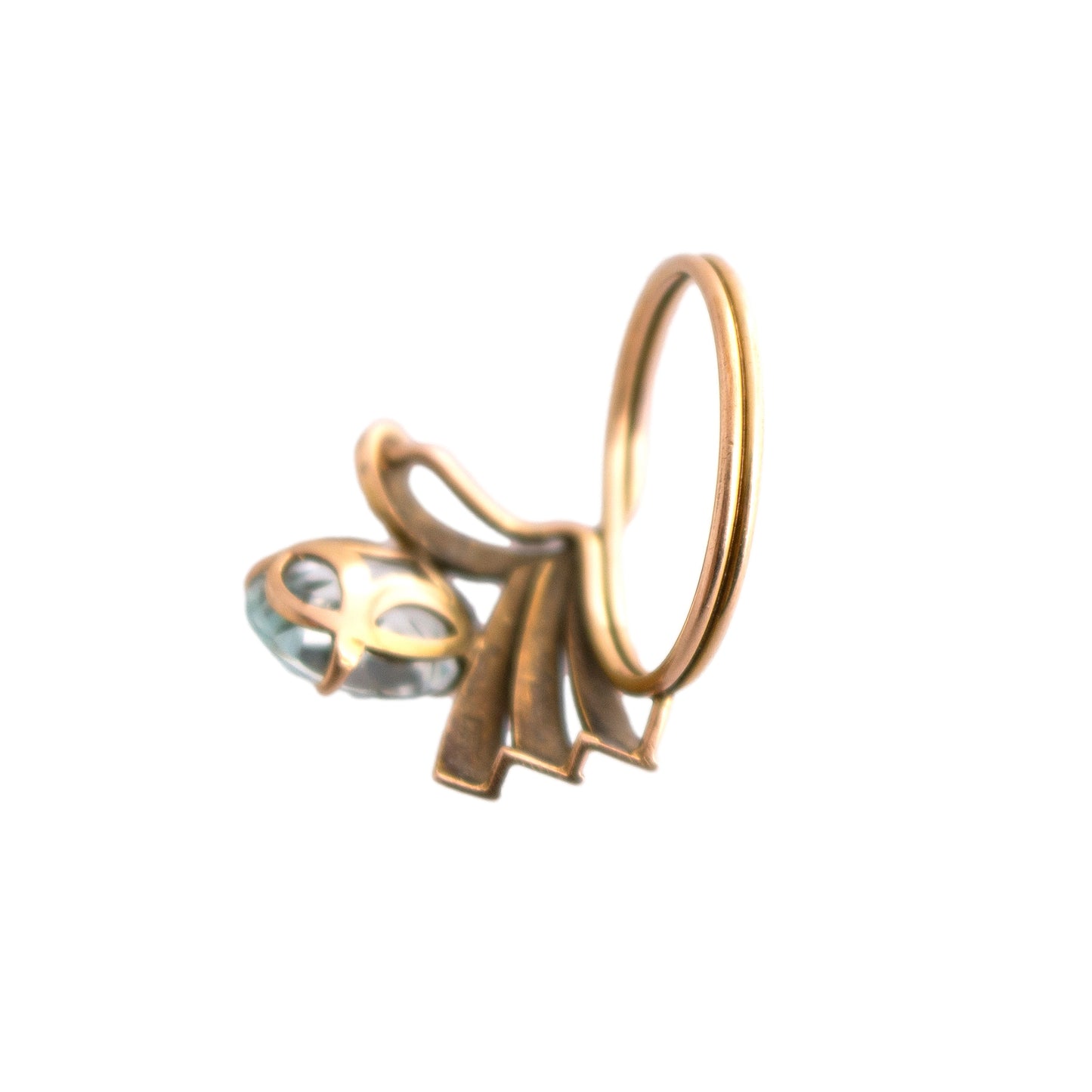 14K Gold Retro Aqua Ring