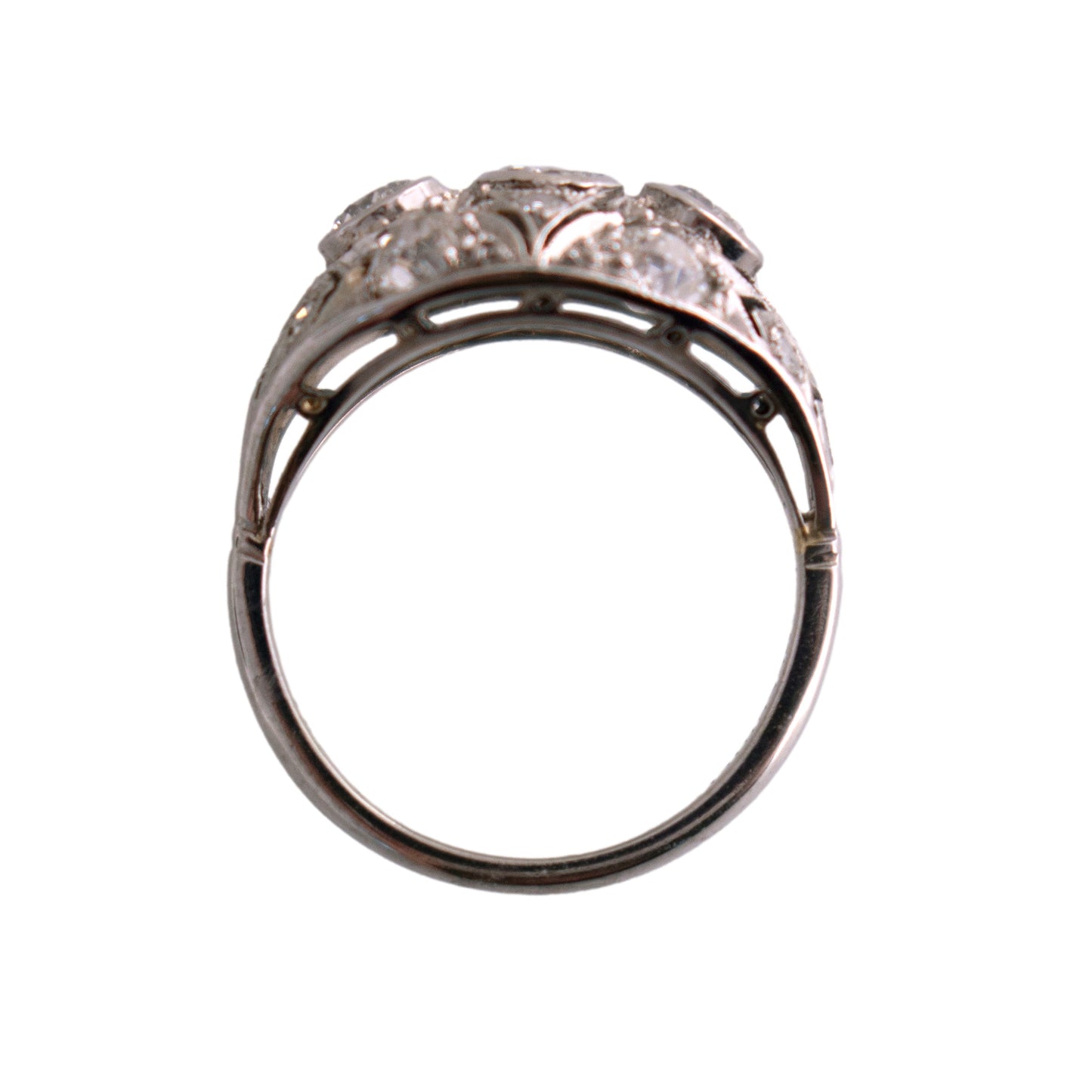 18K White Gold Diamond Filigree Ring