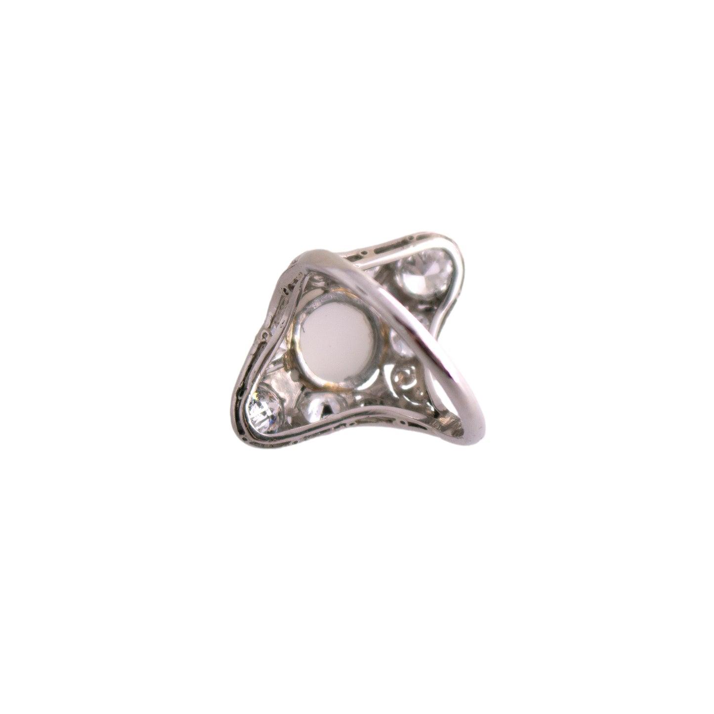 Platinum Moonstone and Diamond Ring