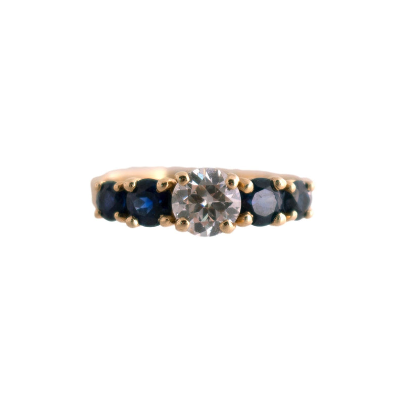 14K Gold Diamond and Sapphire Ring