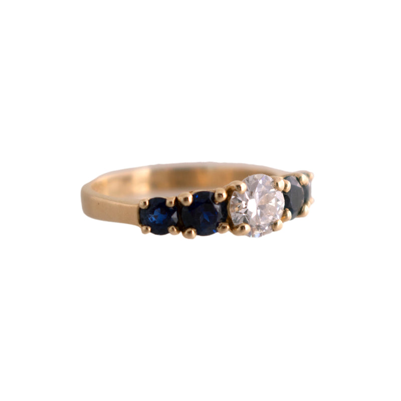 14K Gold Diamond and Sapphire Ring