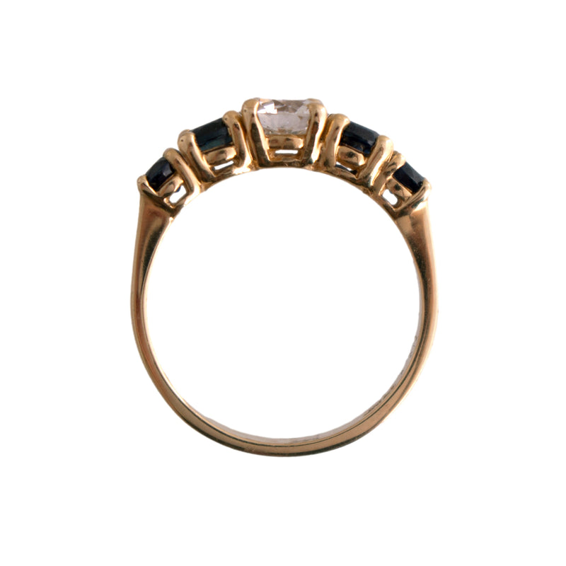 14K Gold Diamond and Sapphire Ring