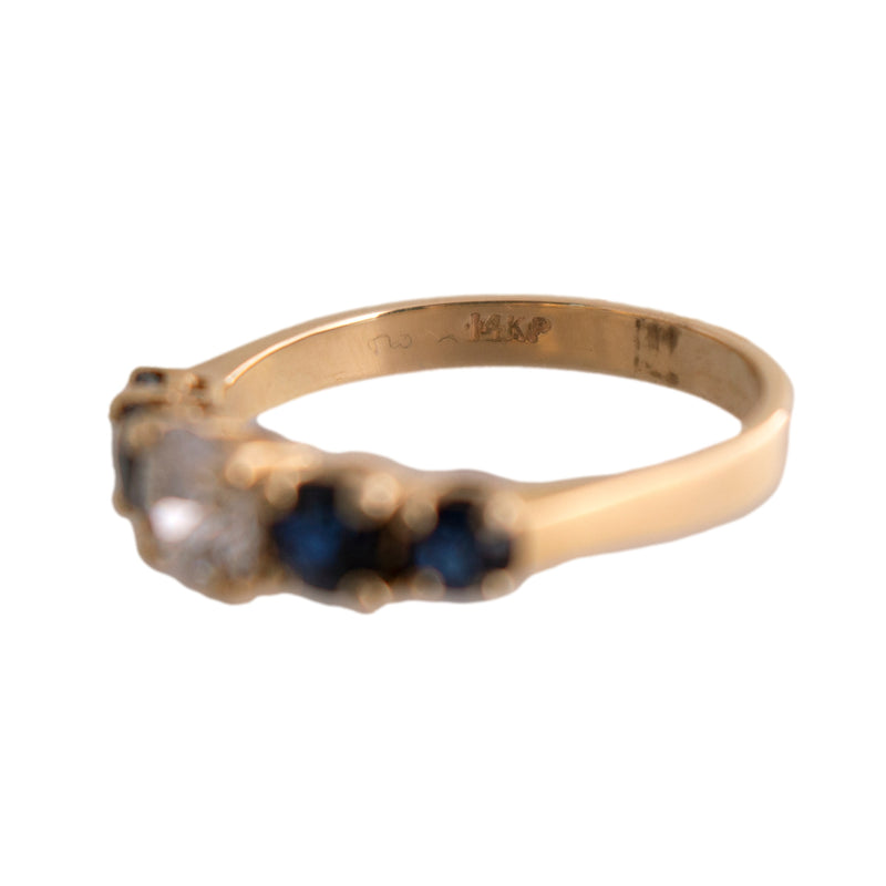 14K Gold Diamond and Sapphire Ring