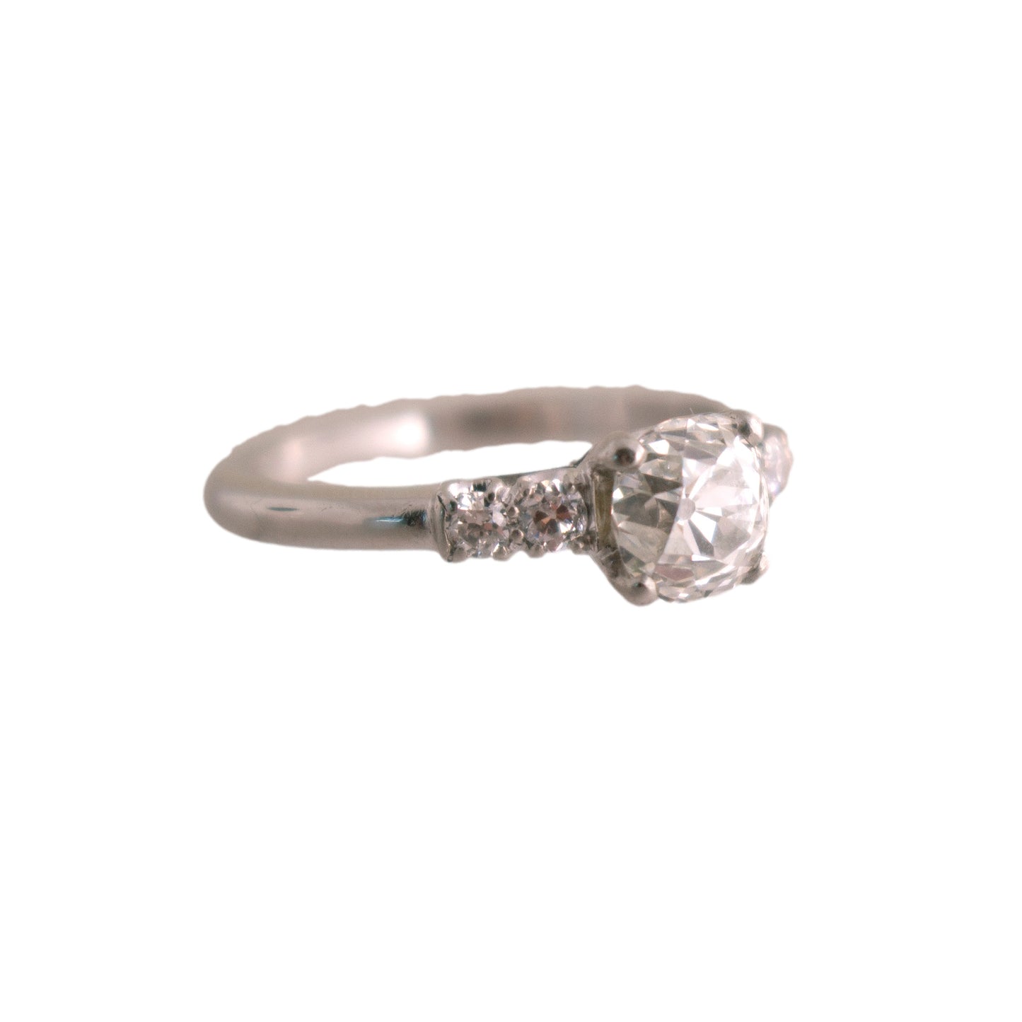 Antique Platinum Old Mine Cut Diamond Engagement Ring