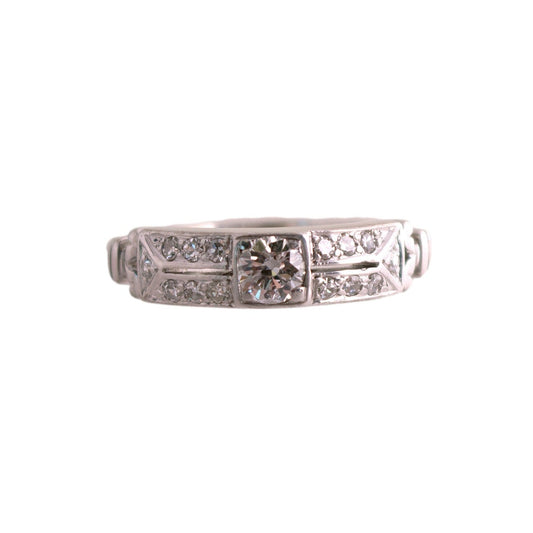 14K White Gold Antique Diamond Band