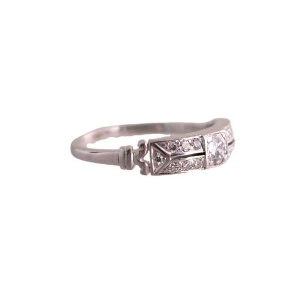 14K White Gold Antique Diamond Band