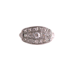 14K White Gold Diamond and Filigree 3 Row Ring