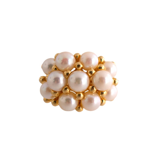 14K Gold Pearl Cluster Ring