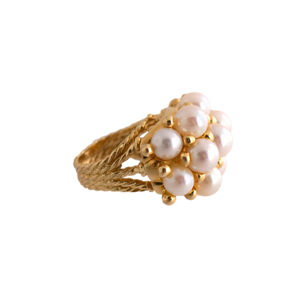 14K Gold Pearl Cluster Ring