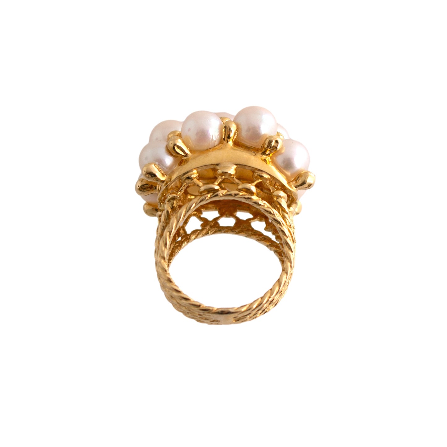 14K Gold Pearl Cluster Ring