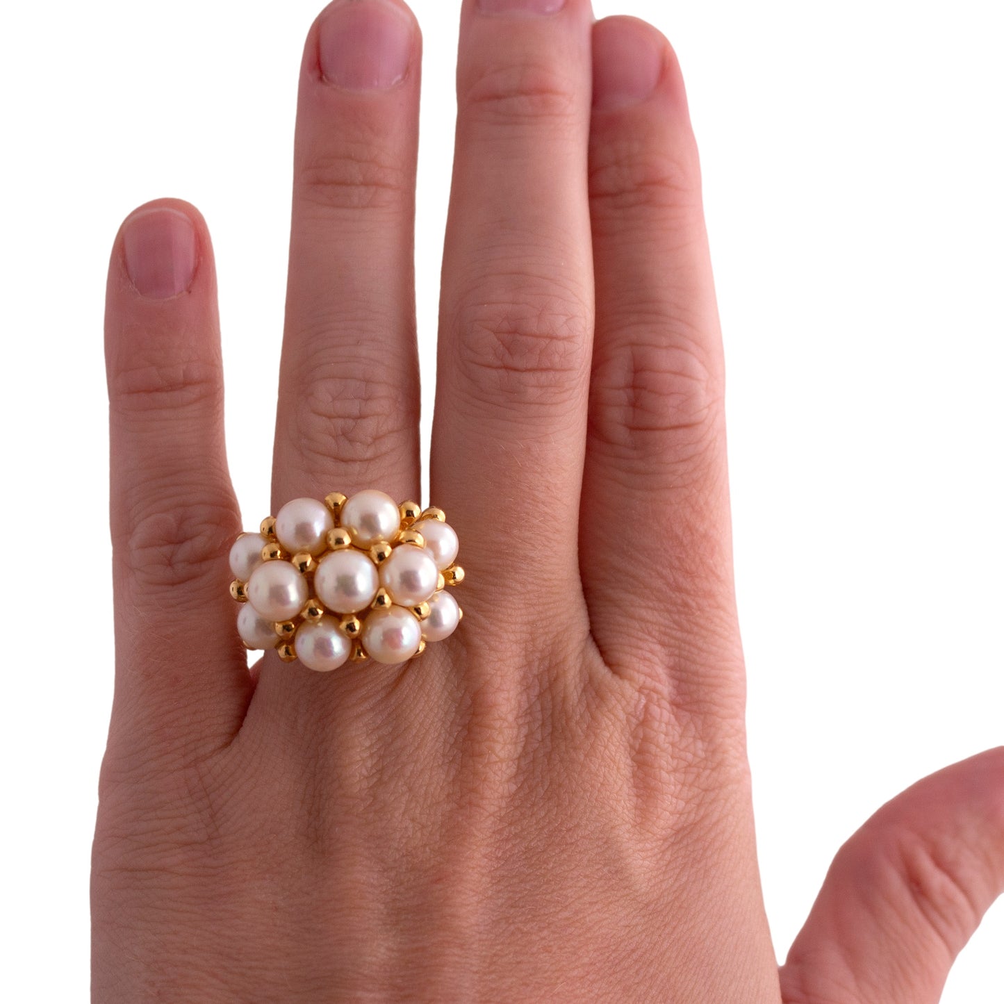 14K Gold Pearl Cluster Ring