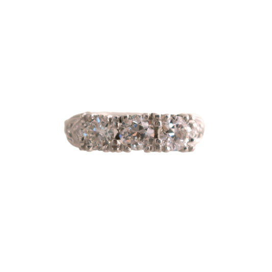 Platinum Three Old European Cut Diamond Band