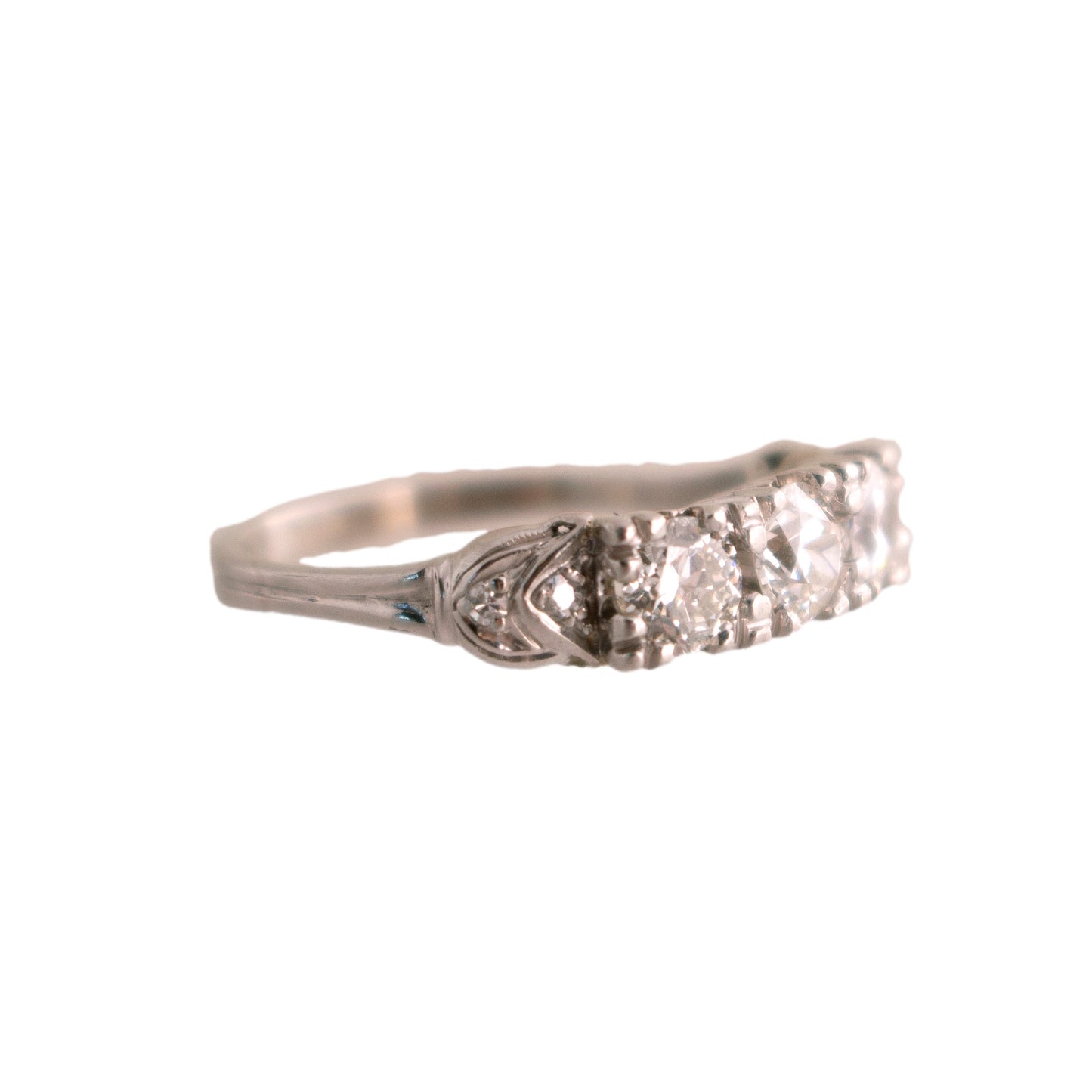 Platinum Three Old European Cut Diamond Band