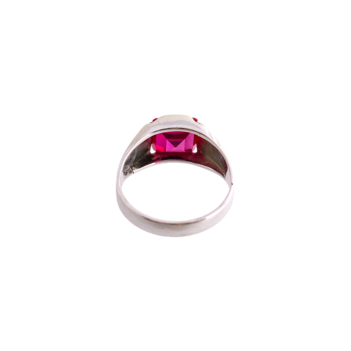 Vintage 14K White Gold Synthetic Ruby Ring