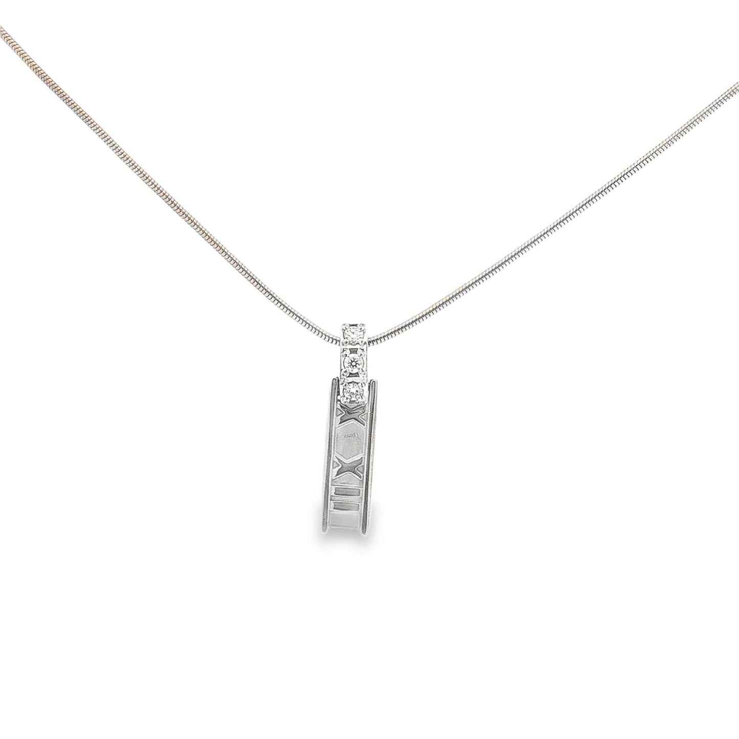 Tiffany & Co. 18K White Gold Atlas Pendant on Chain