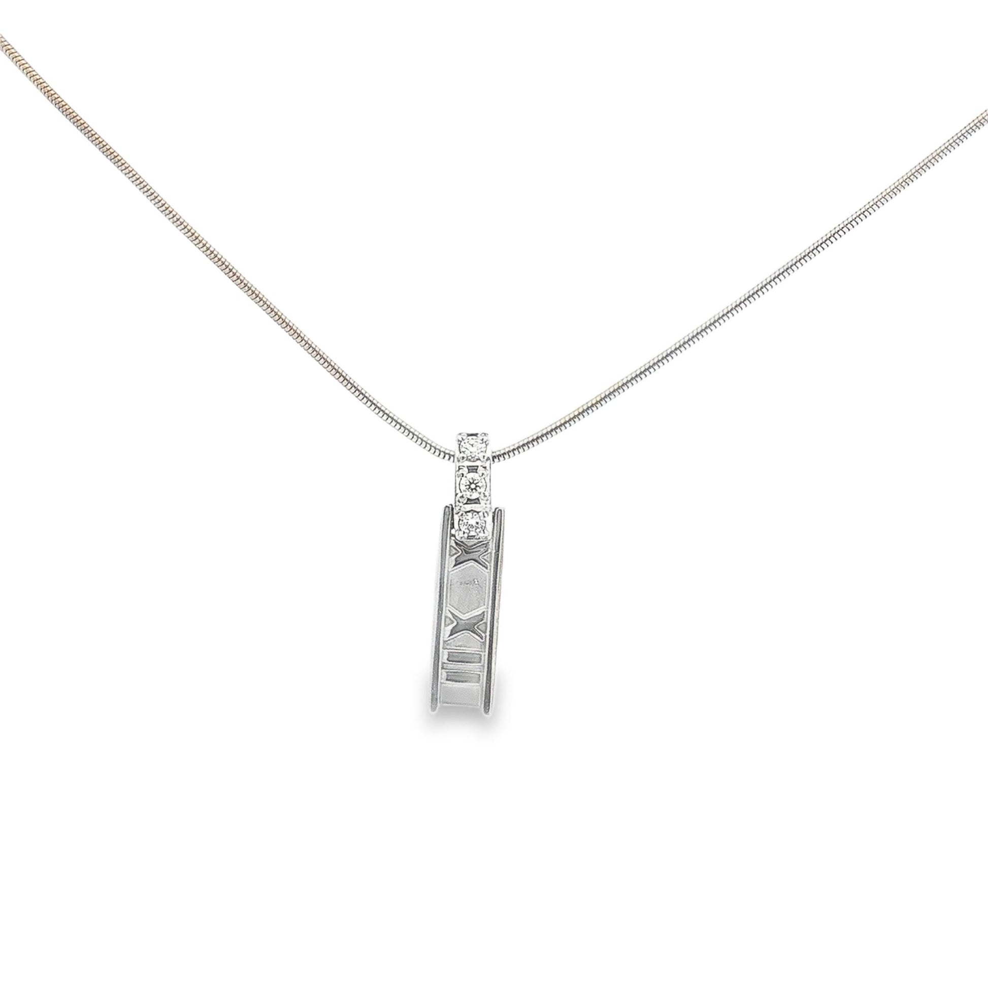 Tiffany & Co. 18K White Gold Atlas Pendant on Chain