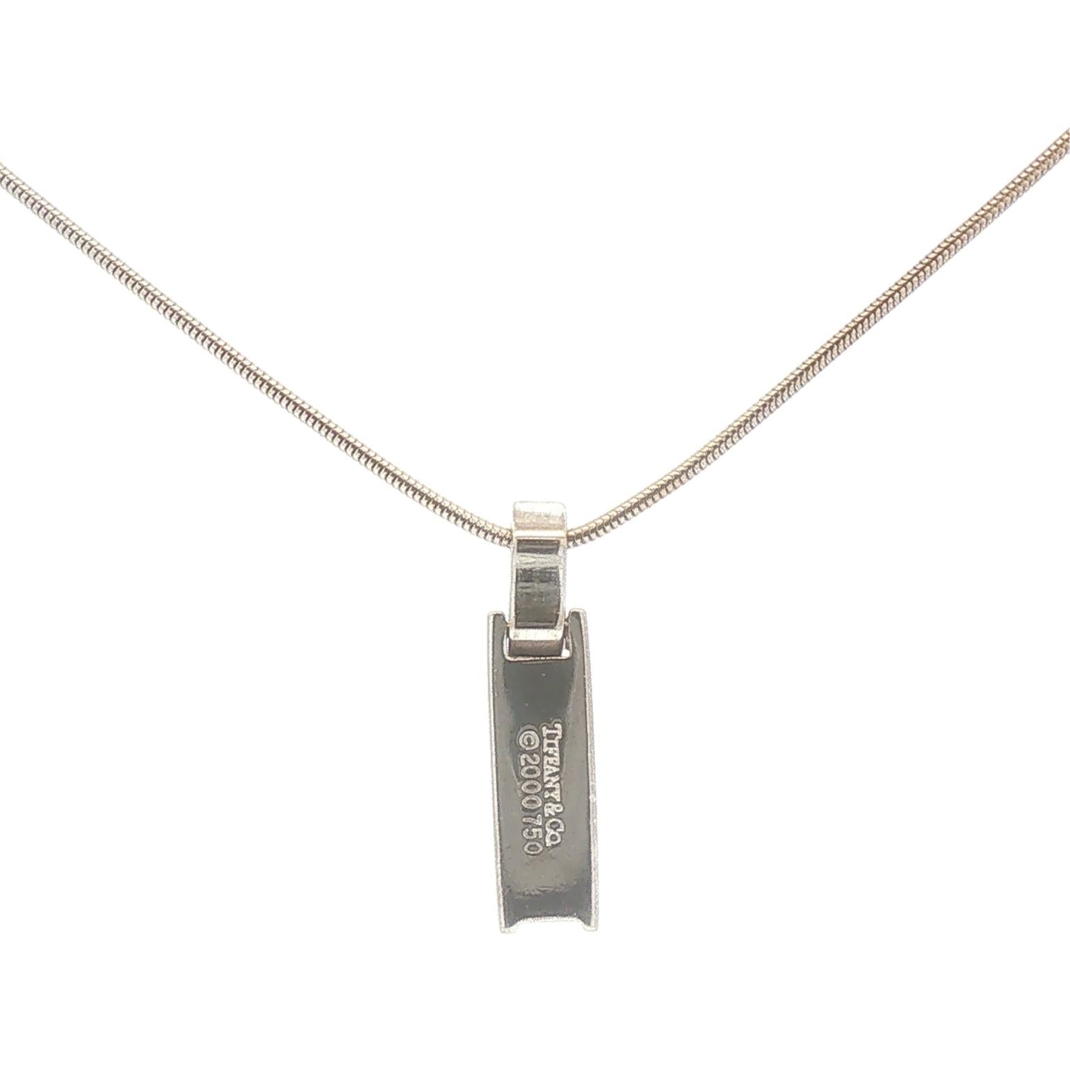 Tiffany & Co. 18K White Gold Atlas Pendant on Chain