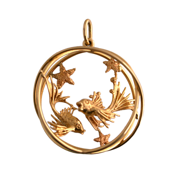 Ruser Gold Dimensional Fish and Stars Pendant