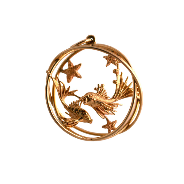 Ruser Gold Dimensional Fish and Stars Pendant