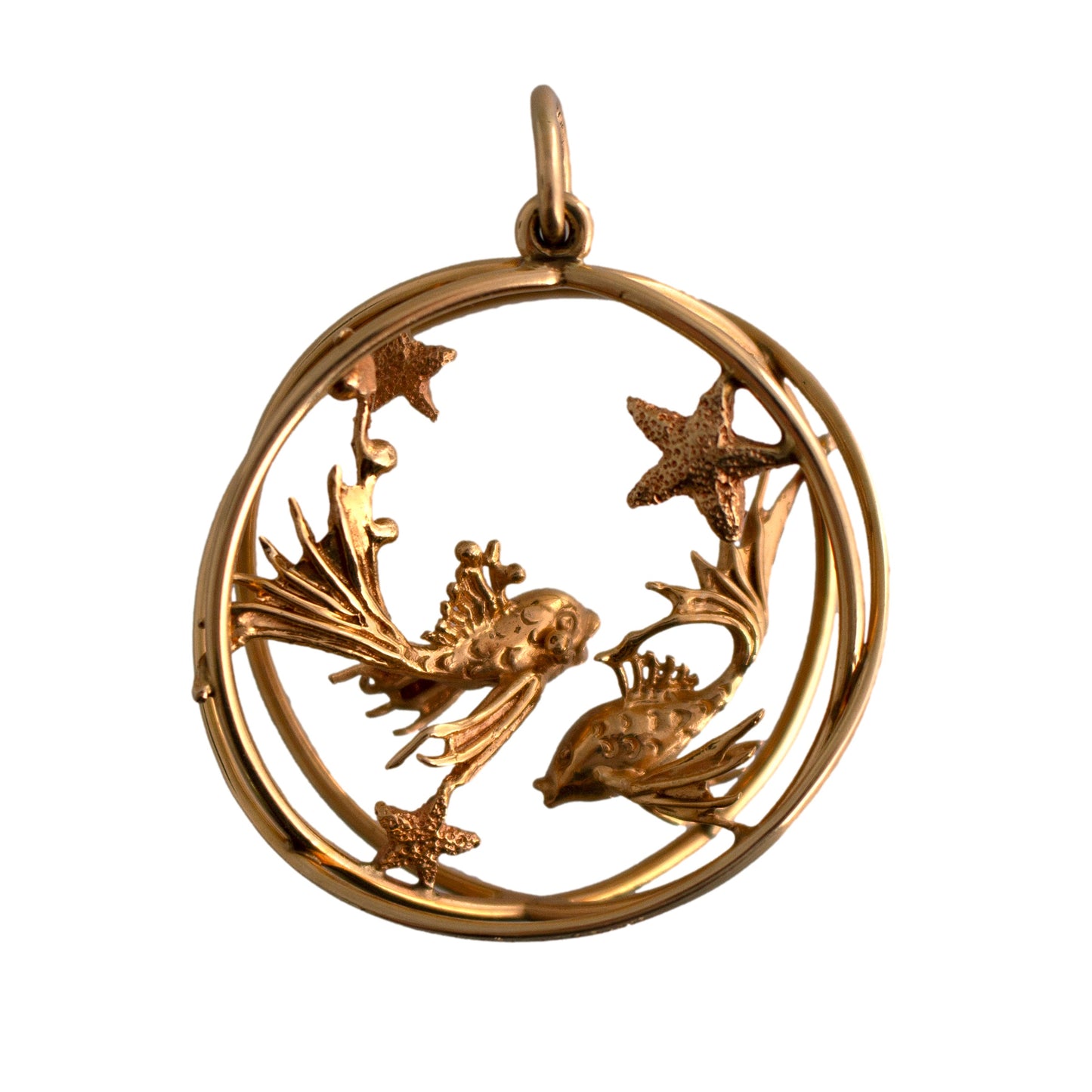 Ruser Gold Dimensional Fish and Stars Pendant