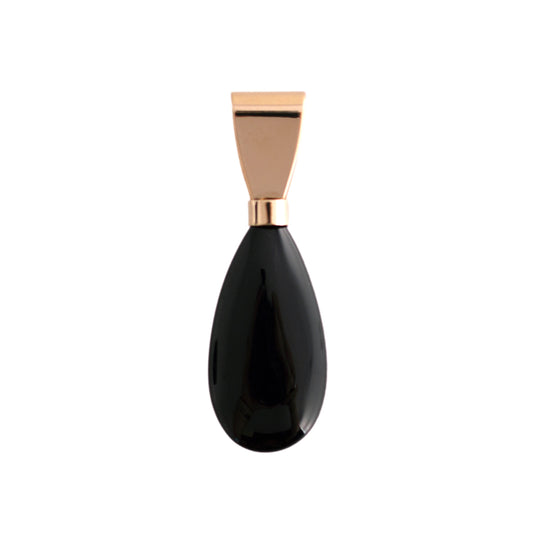 14K Gold Onyx Drop Pendant