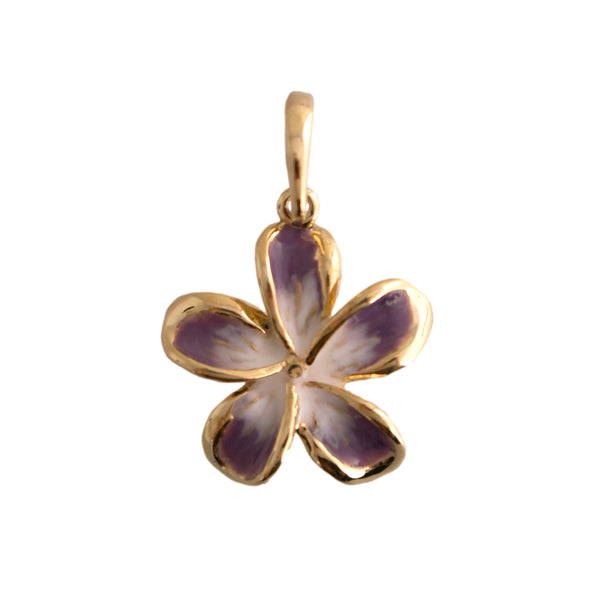 14K Gold Enamel Flower Pendant