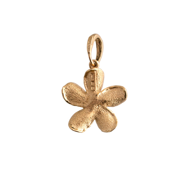 14K Gold Enamel Flower Pendant