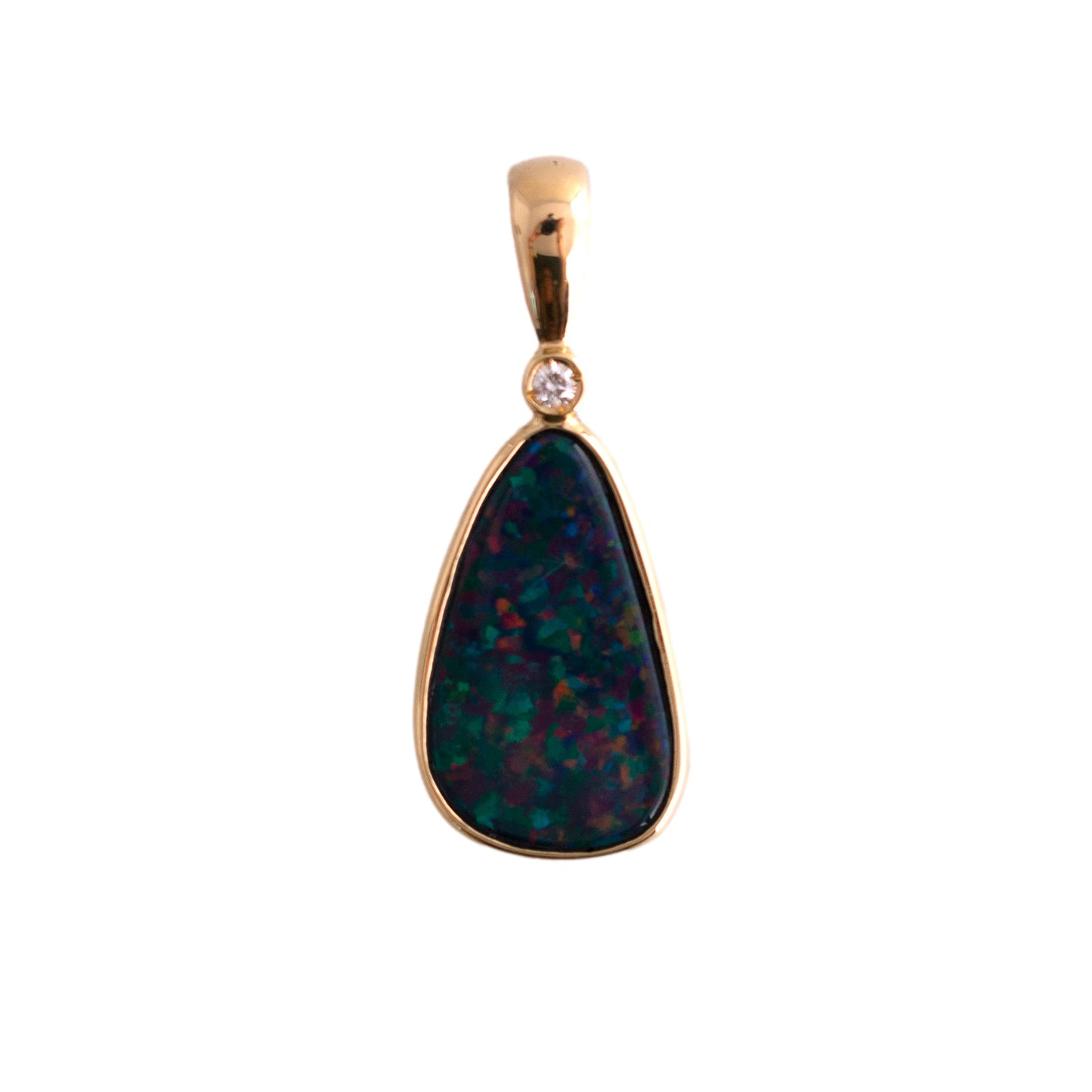 Boulder Opal and Diamond Pendant