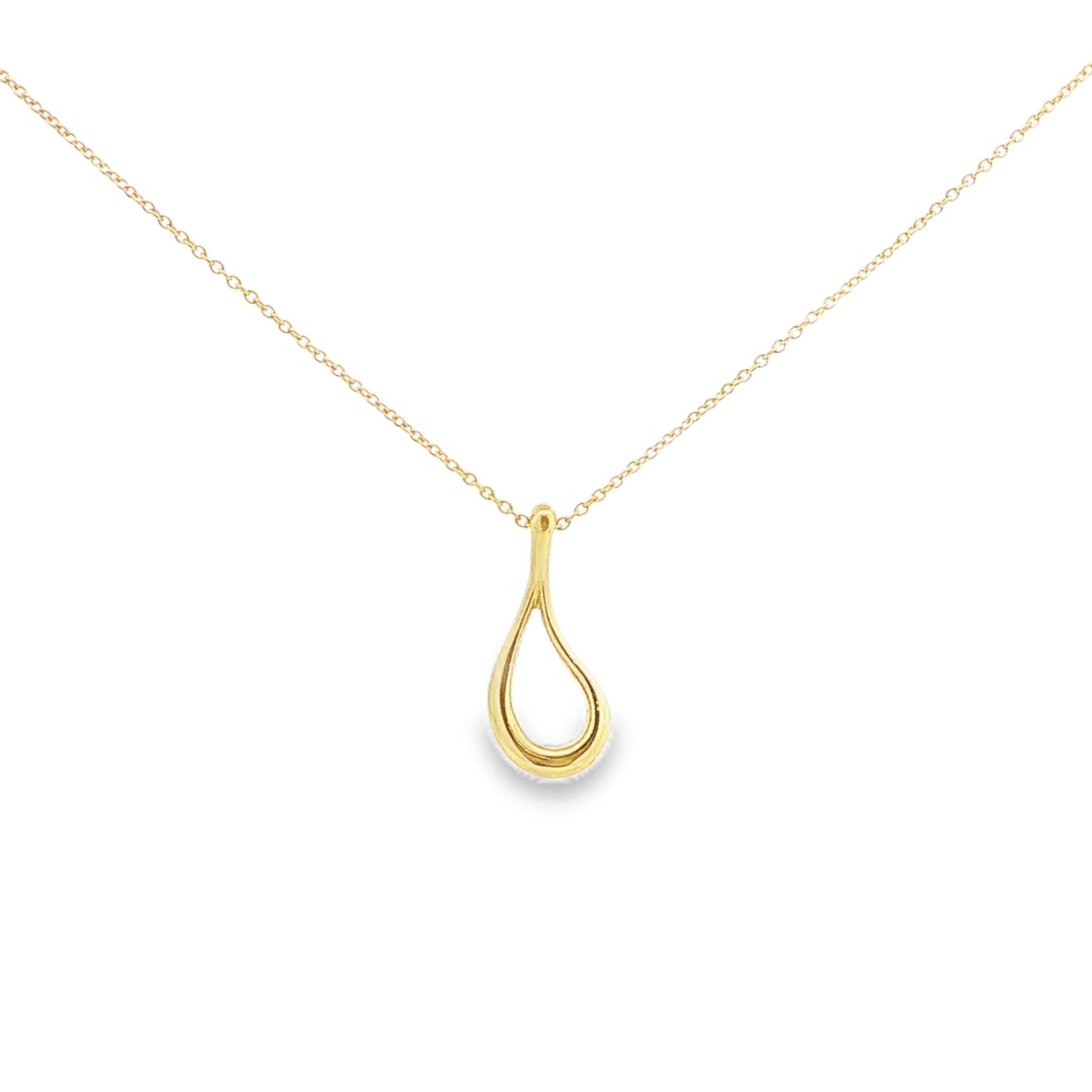 Elsa Peretti for Tiffany & Co 18K Gold Tear Drop Pendant on Chain