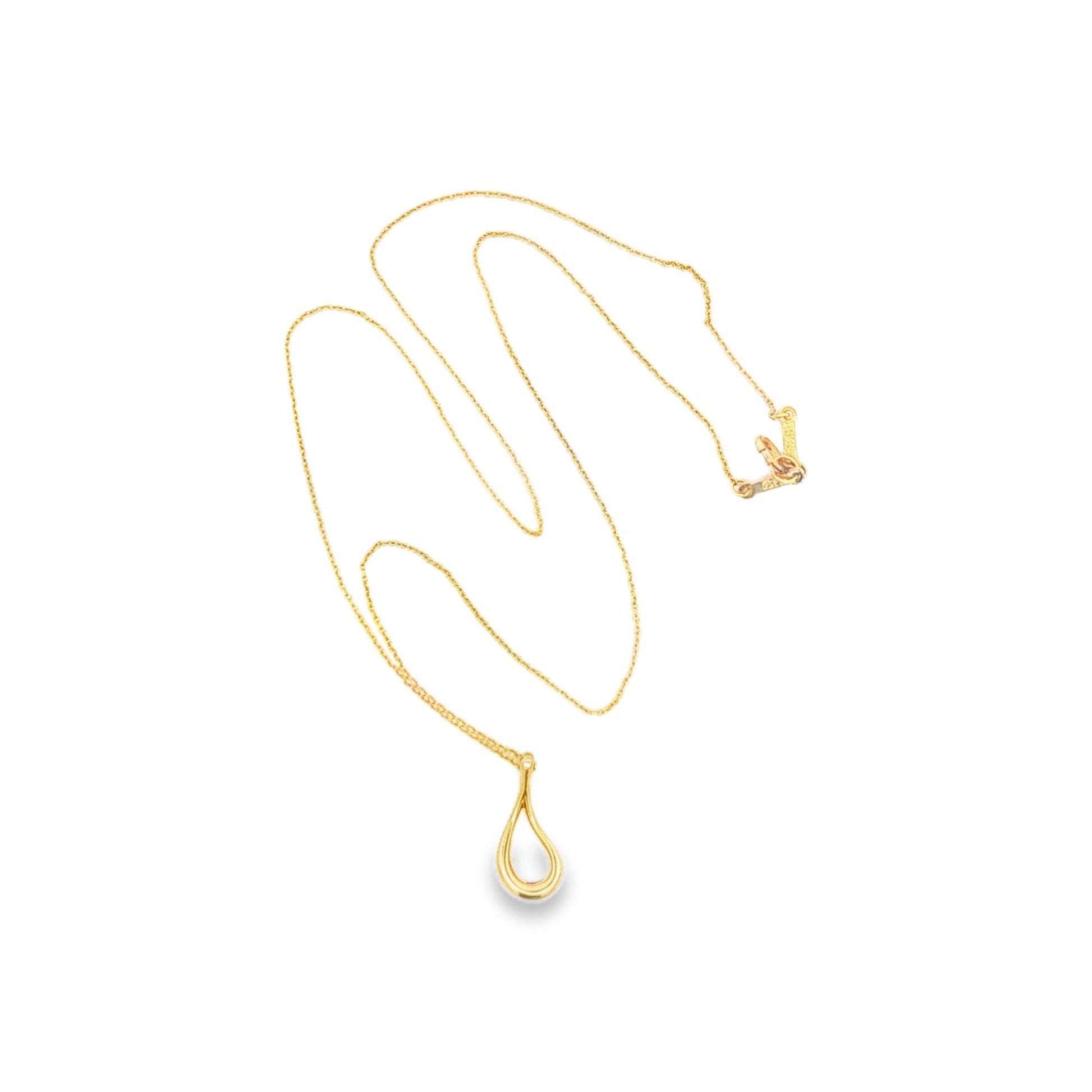 Elsa Peretti for Tiffany & Co 18K Gold Tear Drop Pendant on Chain
