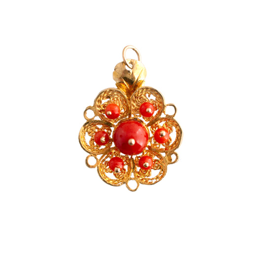 Coral Filigree Pendant