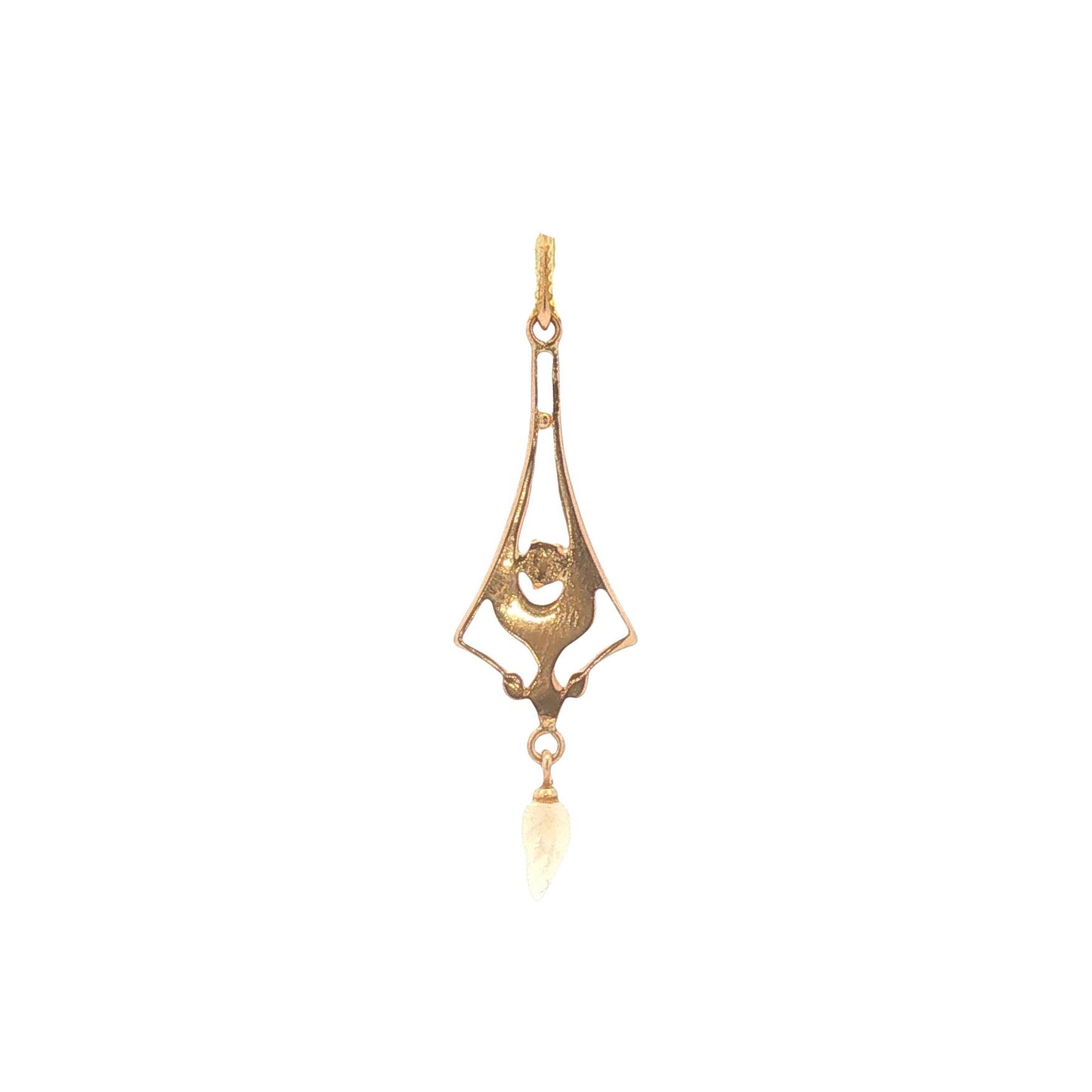 Antique Lavalier Enamel Pearl Pendant