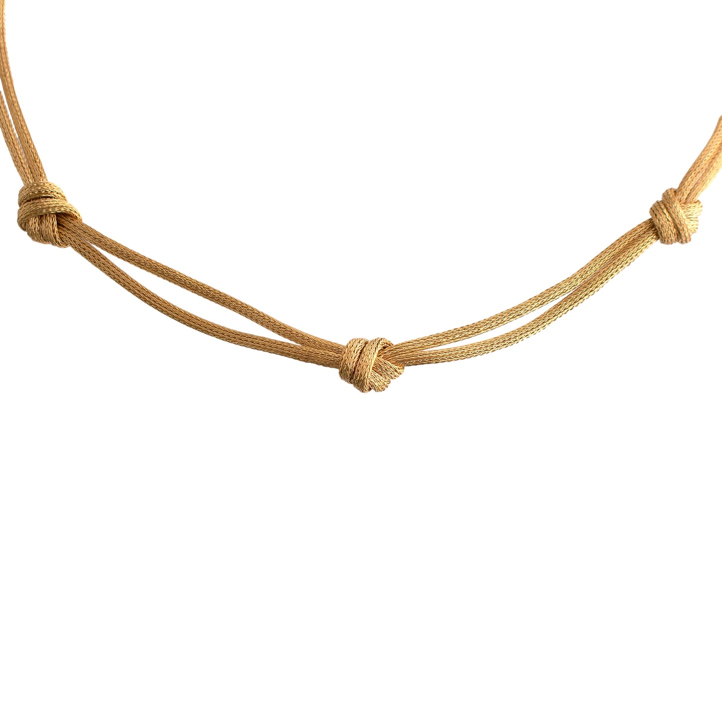 18K Gold Mesh Knotted Necklace