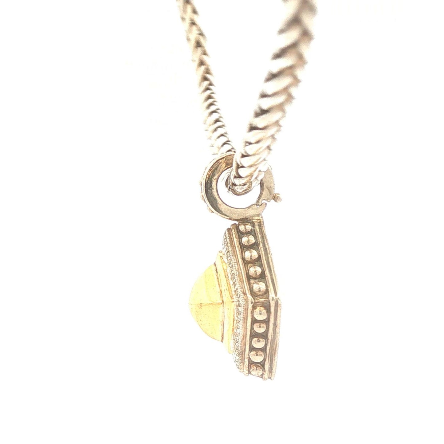 Sterling and 18K Geometric Necklace with Diamonds by Fred Samuel Benham BJC
