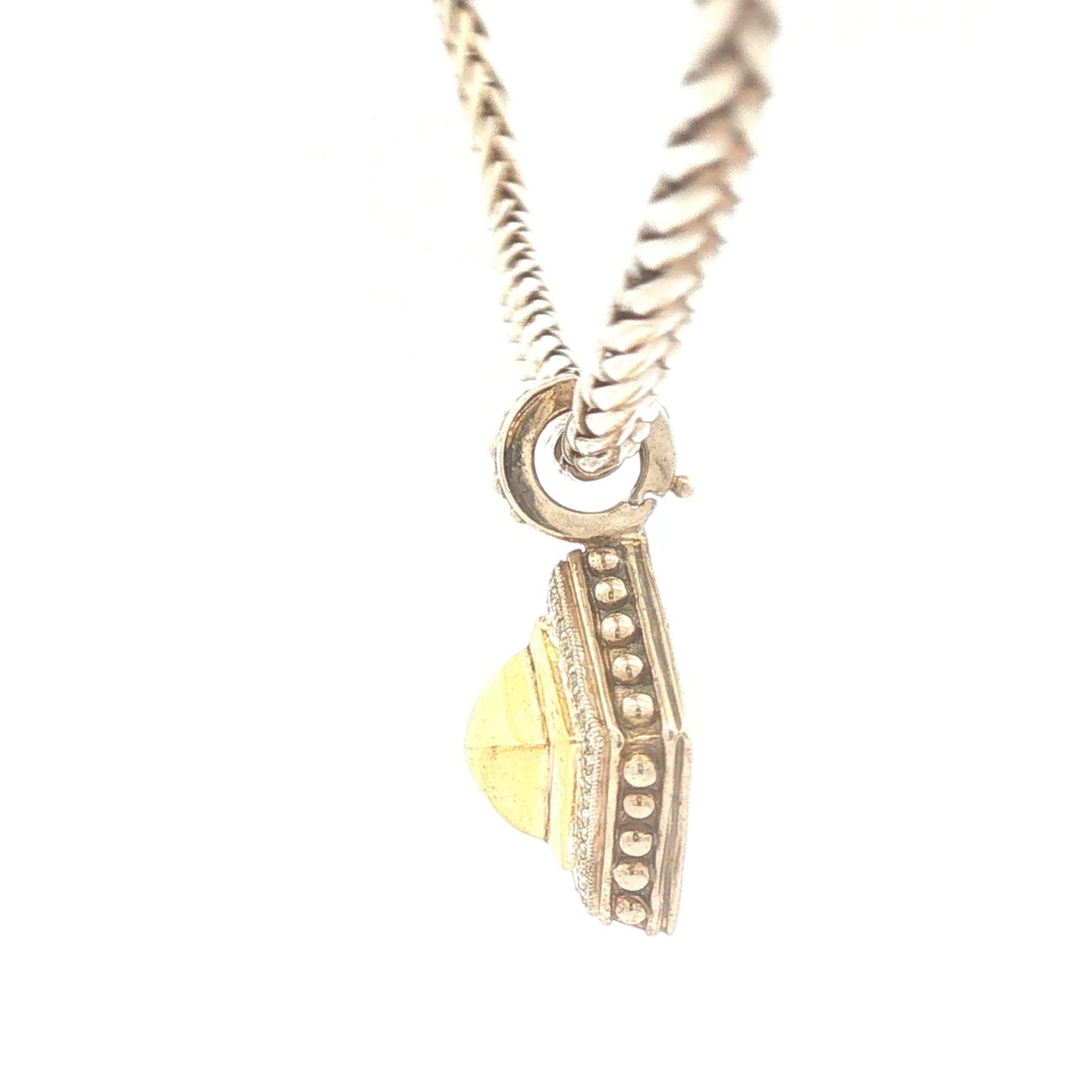 Sterling and 18K Geometric Necklace with Diamonds by Fred Samuel Benham BJC