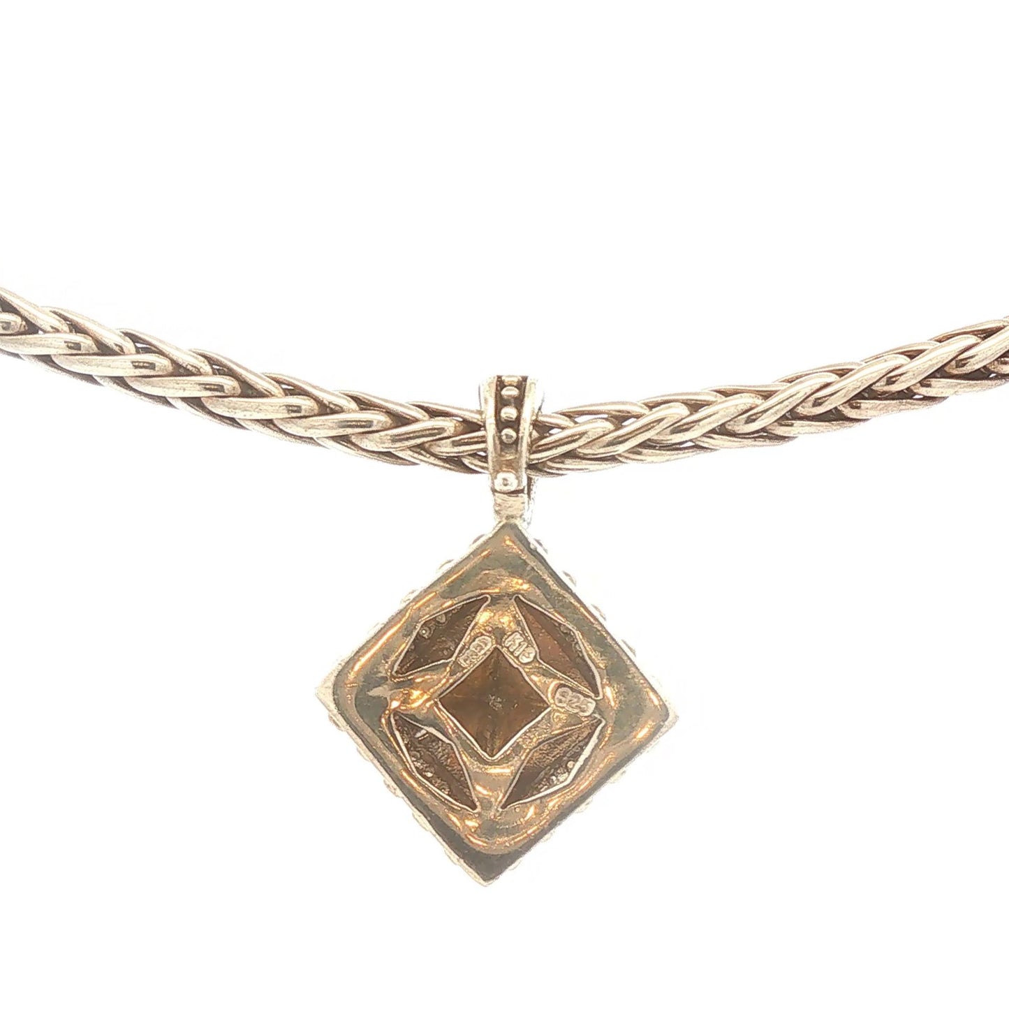 Sterling and 18K Geometric Necklace with Diamonds by Fred Samuel Benham BJC