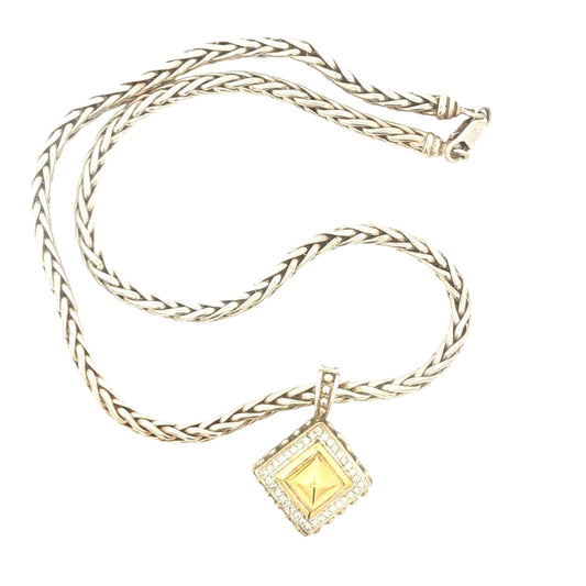 Sterling and 18K Geometric Necklace with Diamonds by Fred Samuel Benham BJC