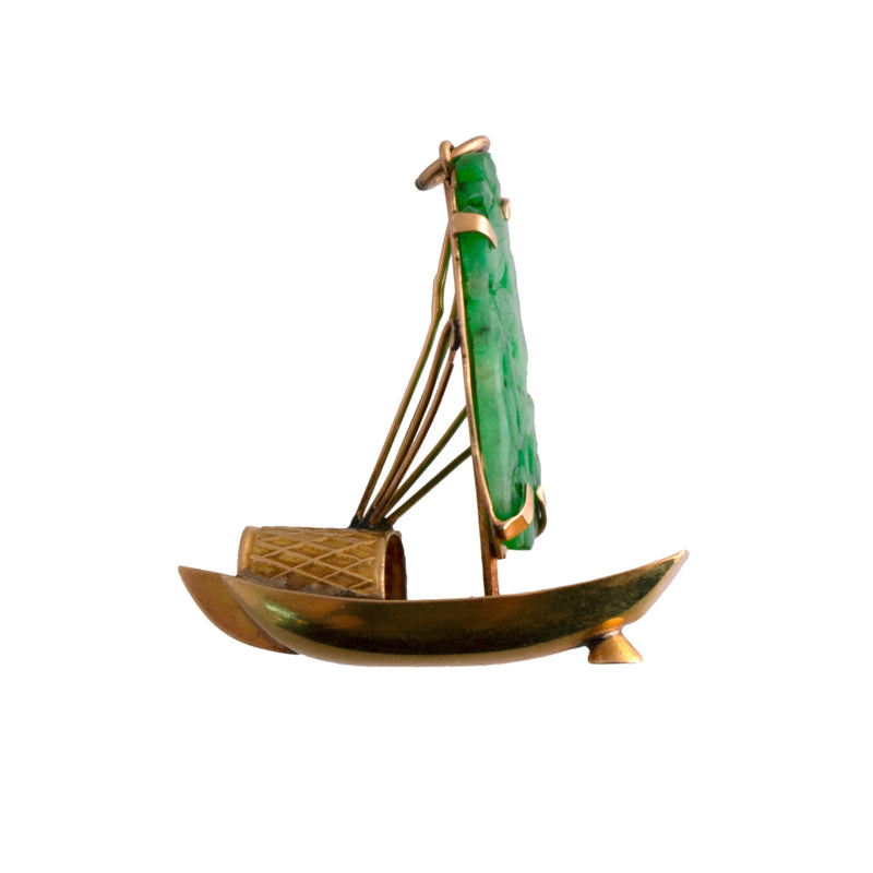 Vintage Jade Sailboat charm