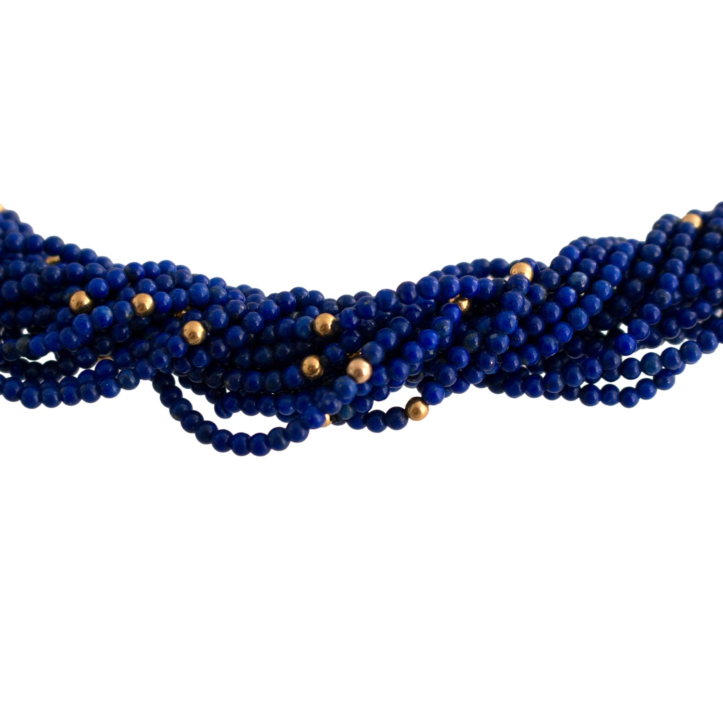 Multi Strand Lapis 14K Gold Necklace