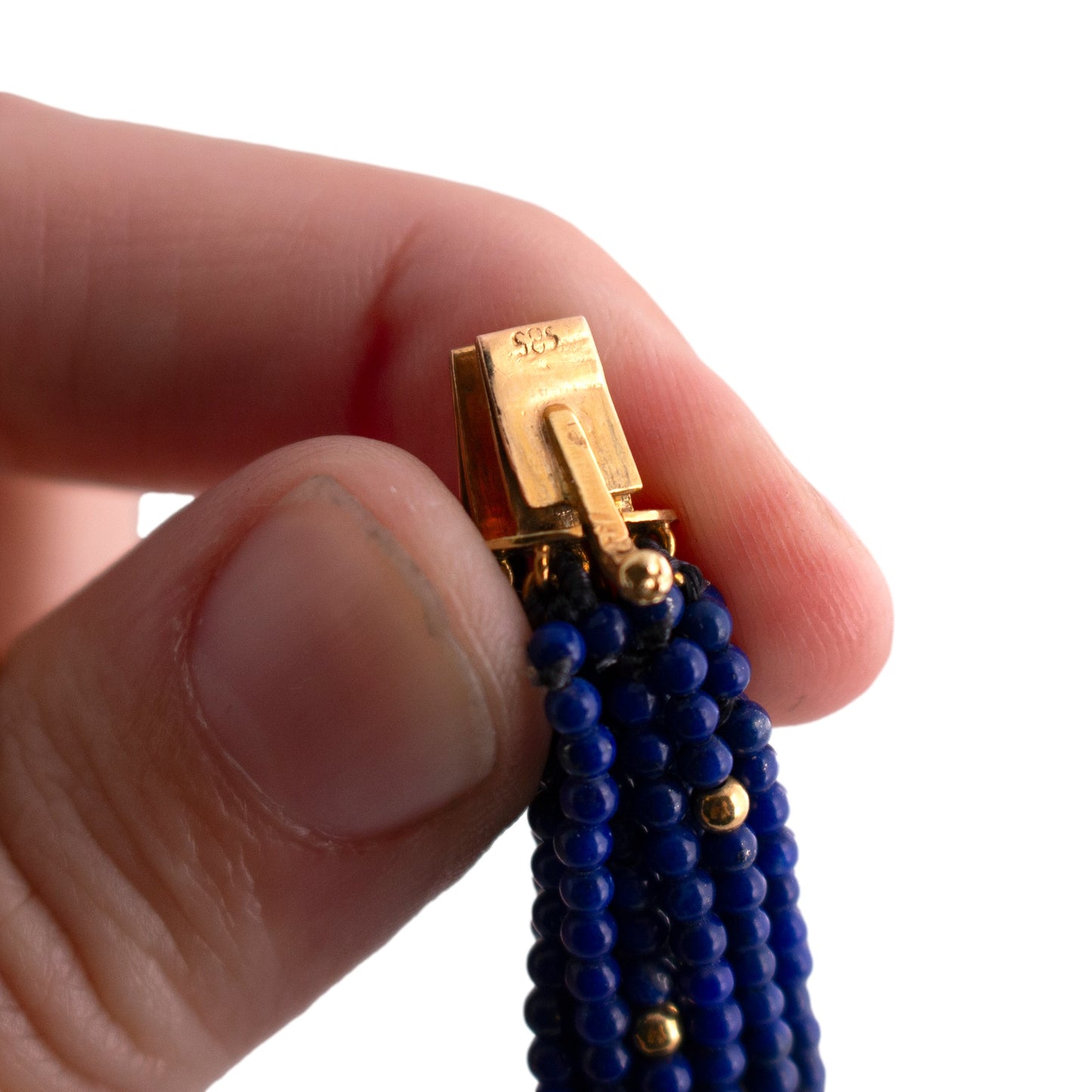 Multi Strand Lapis 14K Gold Necklace