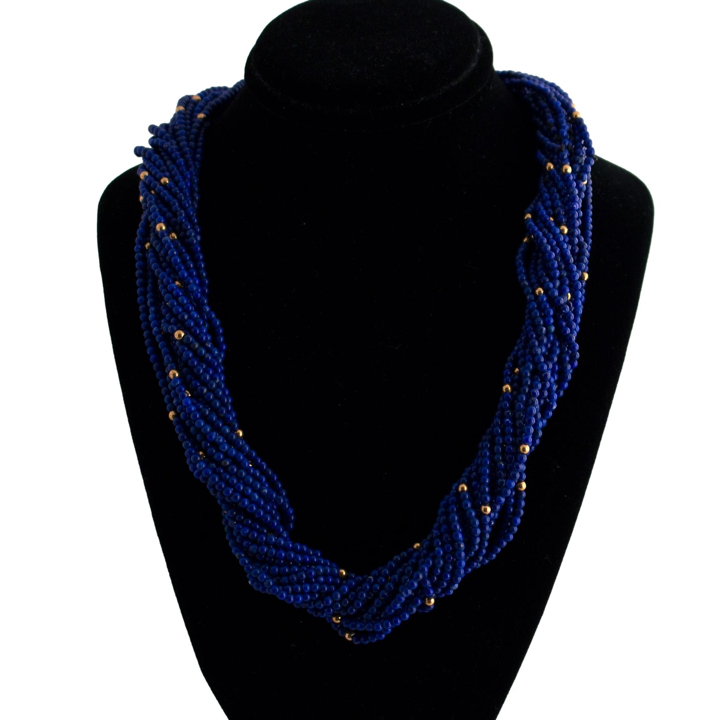 Multi Strand Lapis 14K Gold Necklace