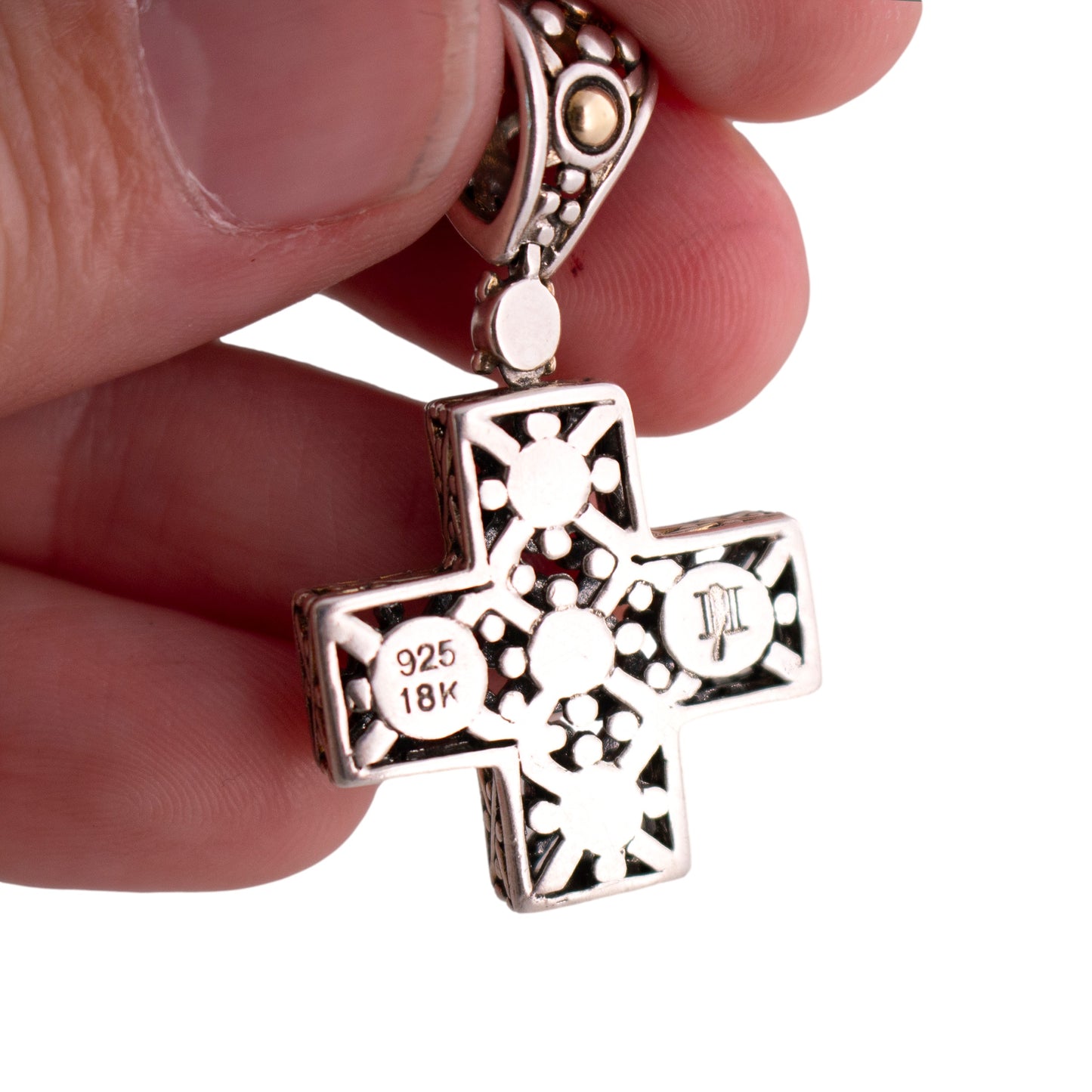 John Hardy Two Tone Cross Pendant