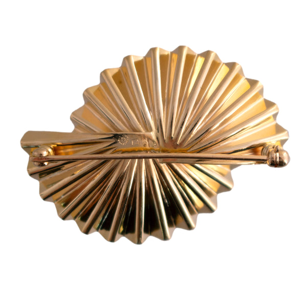 14K Gold Mid Century Pearl Brooch