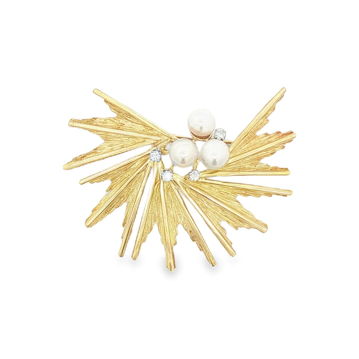 Henry Dunay Pearl and Diamond Modern Spray Brooch