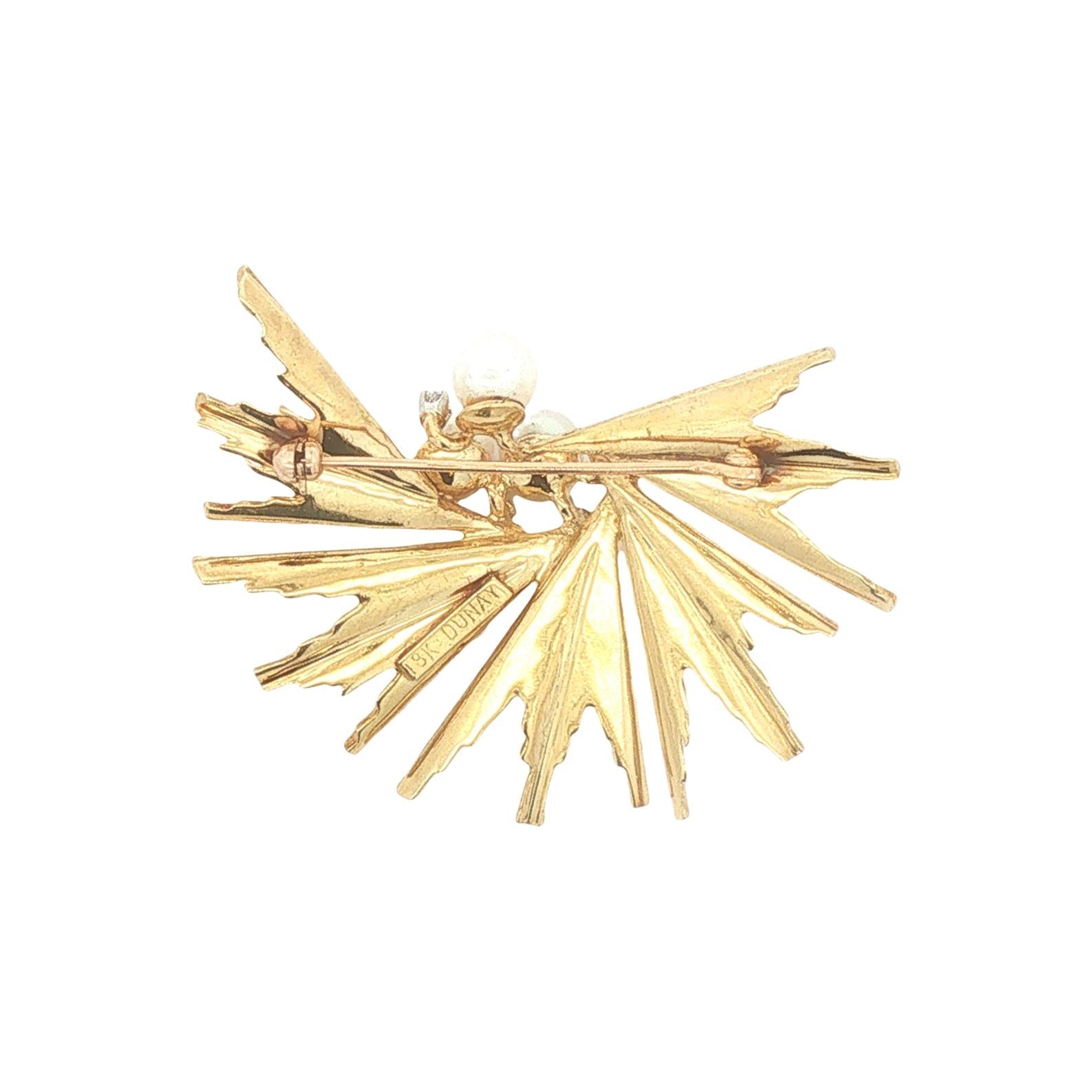 Henry Dunay Pearl and Diamond Modern Spray Brooch