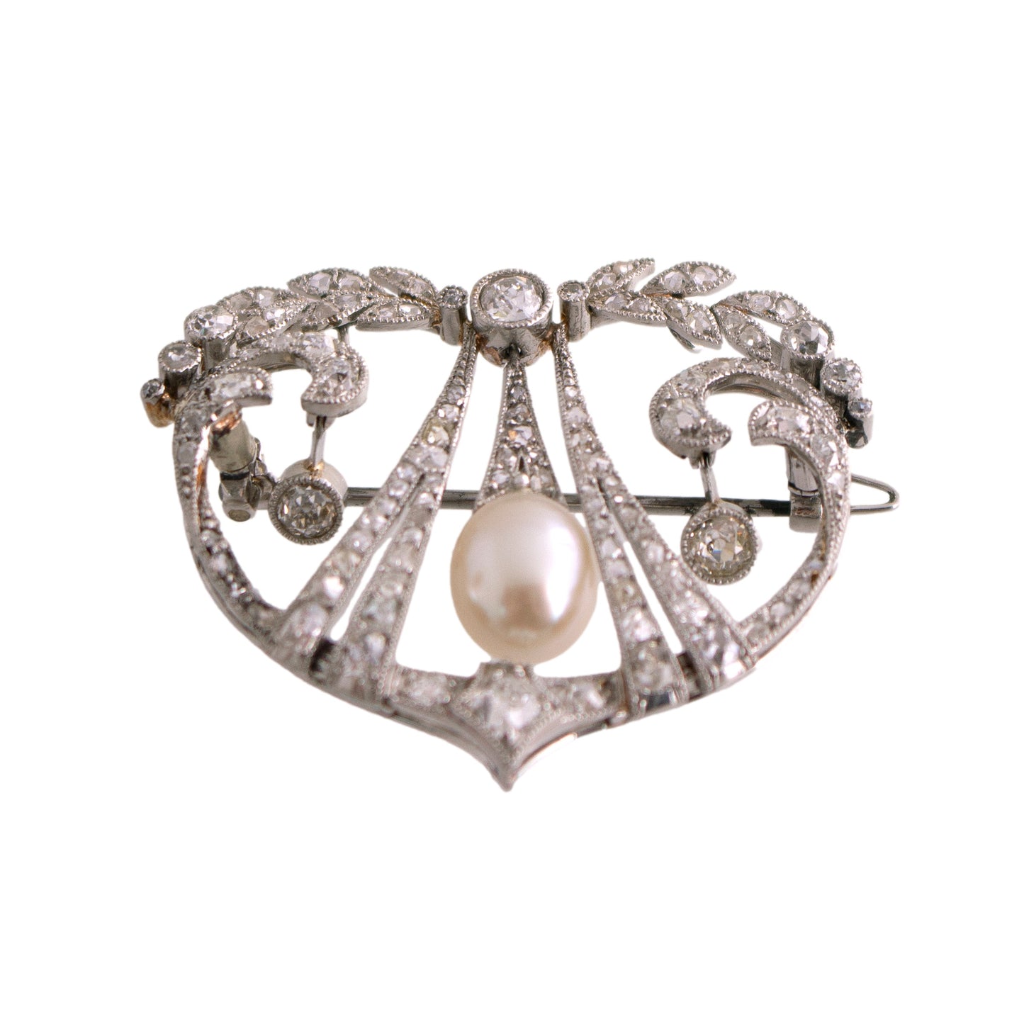 Edwardian Diamond and Pearl Brooch