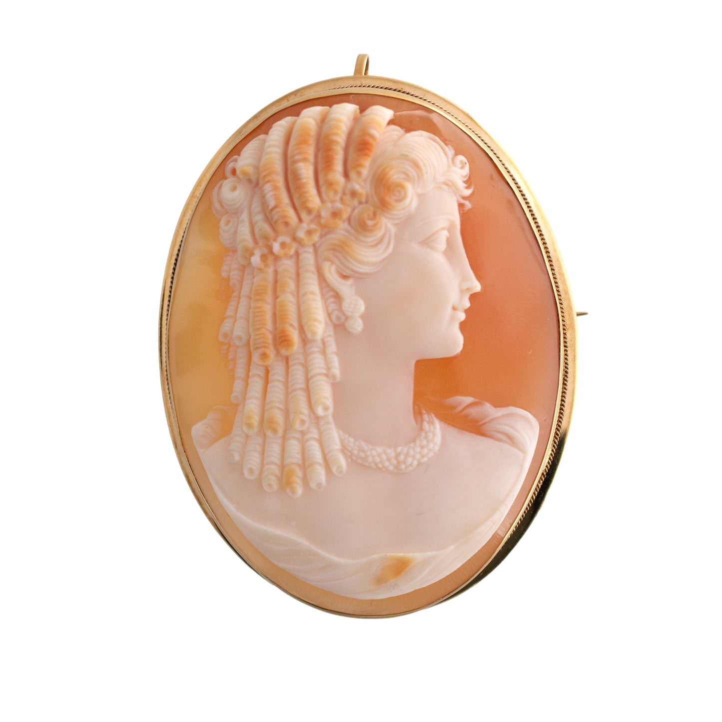 18K Gold Fine Shell Cameo Pin/Pendant