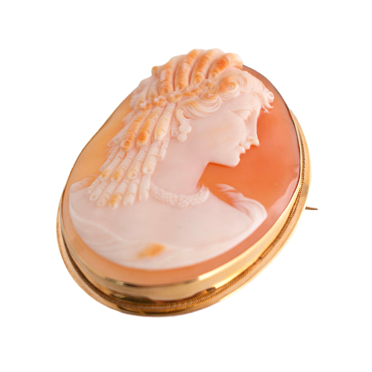 18K Gold Fine Shell Cameo Pin/Pendant